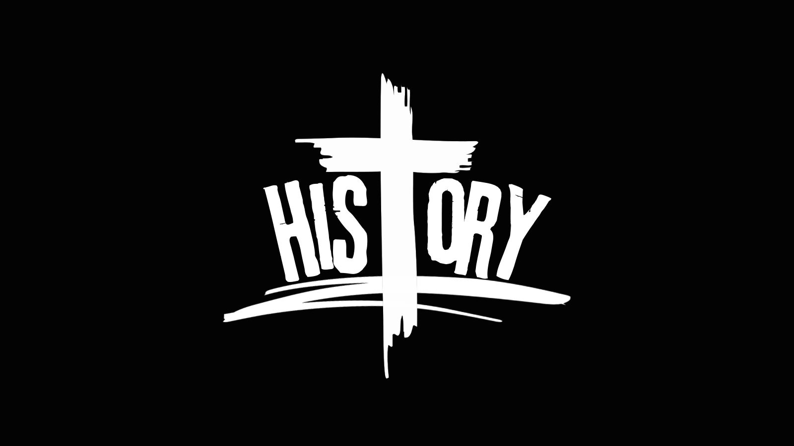 The word 'HISTORY' with a cross integrated into the design.