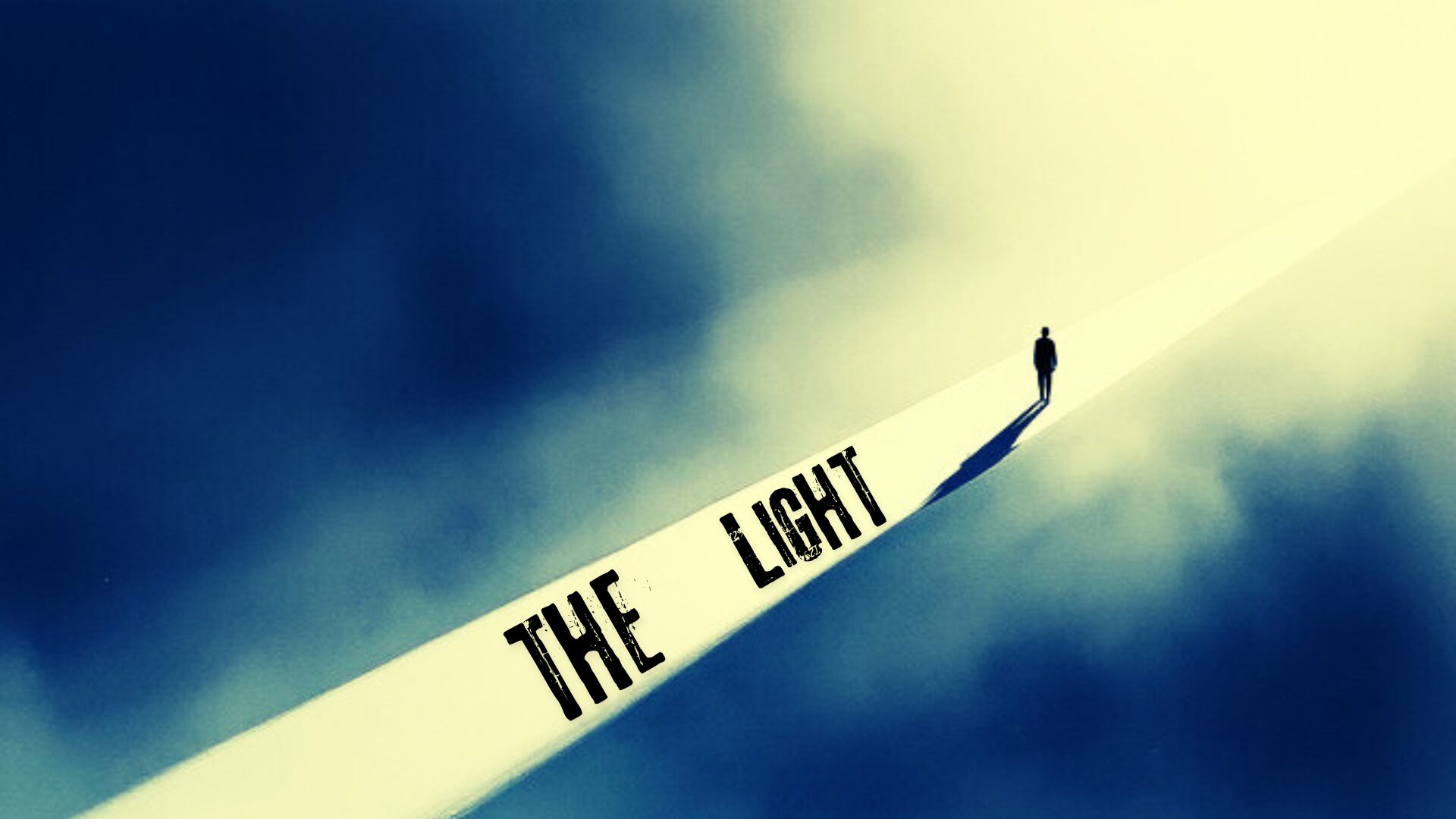 A silhouette stands at the edge, casting a long shadow labeled 'THE LIGHT'.